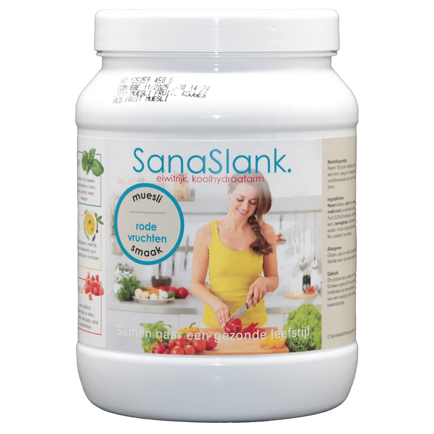 SanaSlank Muesli met Rode Vruchten – High Protein, High Fibre & Vegan (450 g pot)
