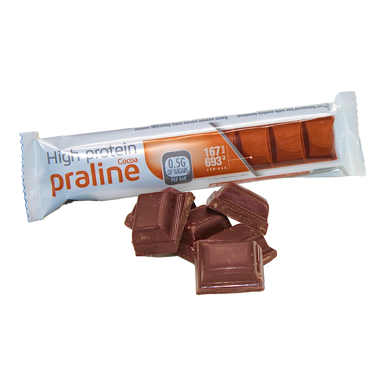 SanaSlank Chocolade Praliné Hazelnoot Reep – Eiwitrijk, Vezelrijk & Low Sugar (7 stuks)