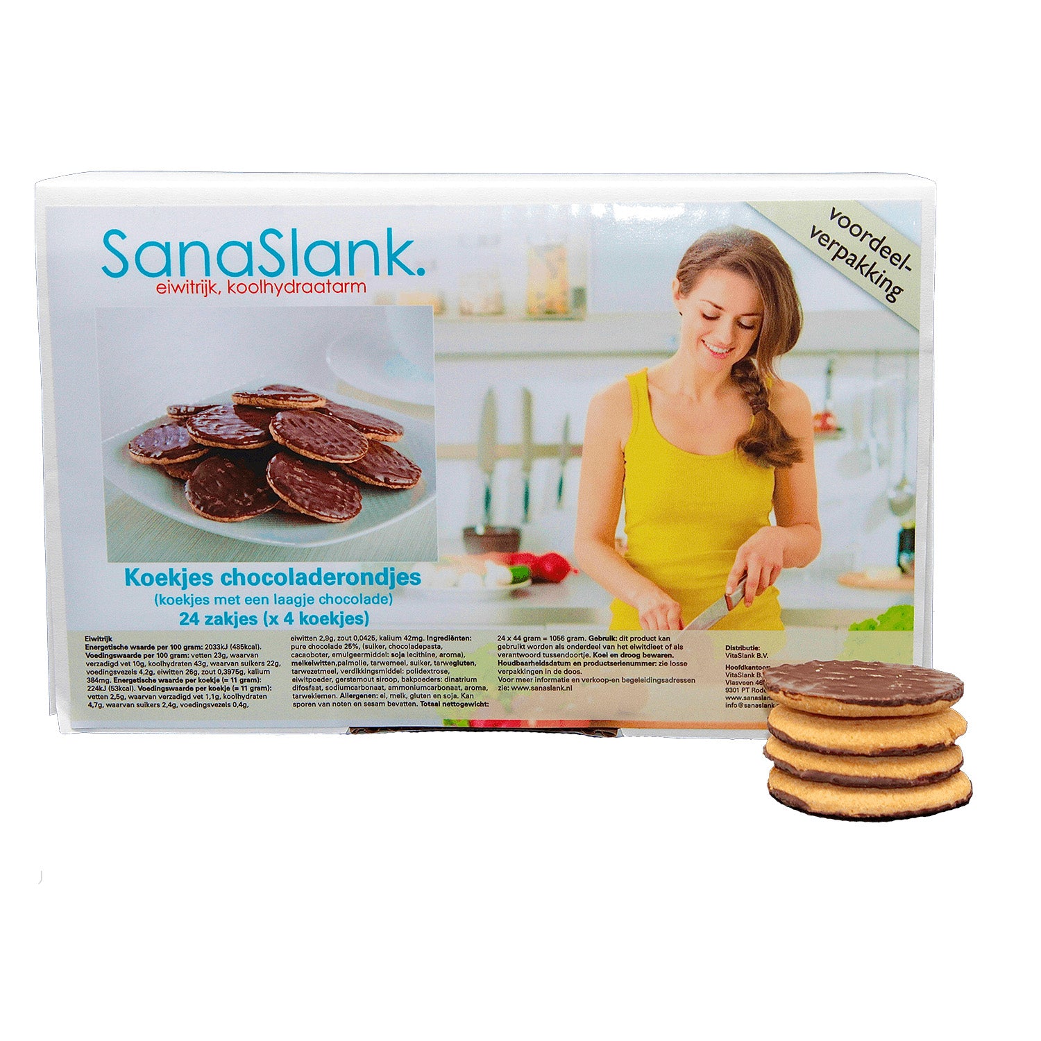 SanaSlank proteïne koekjes – chocolade rondjes XXL (24 zakjes)