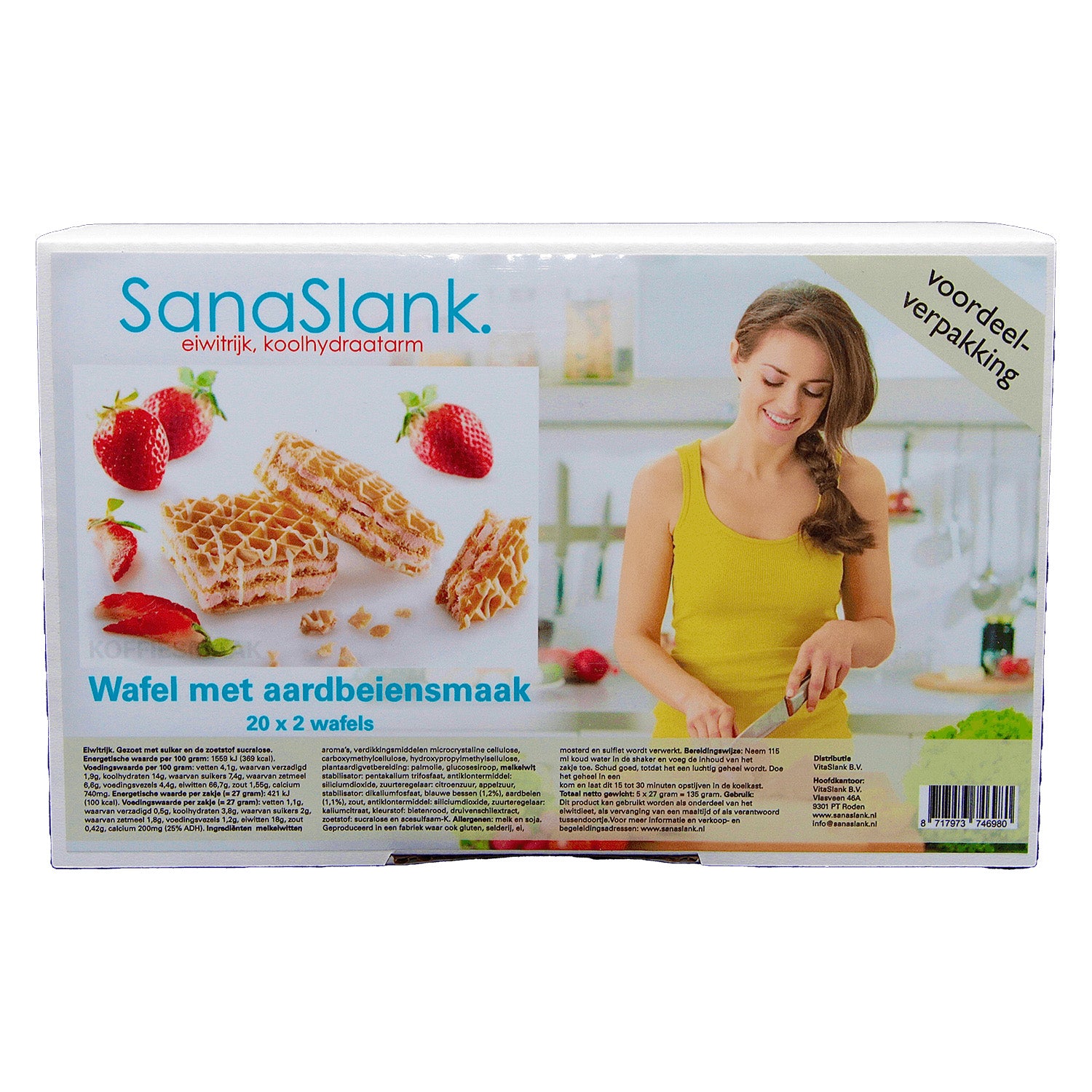 SanaSlank XXL Wafel met aardbeiensmaak (20 verpakkingen)